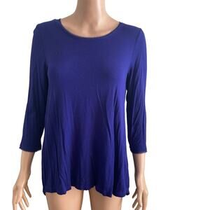 Rose + Olive Blouse Womens Medium Purple Pleated Back Lightweight